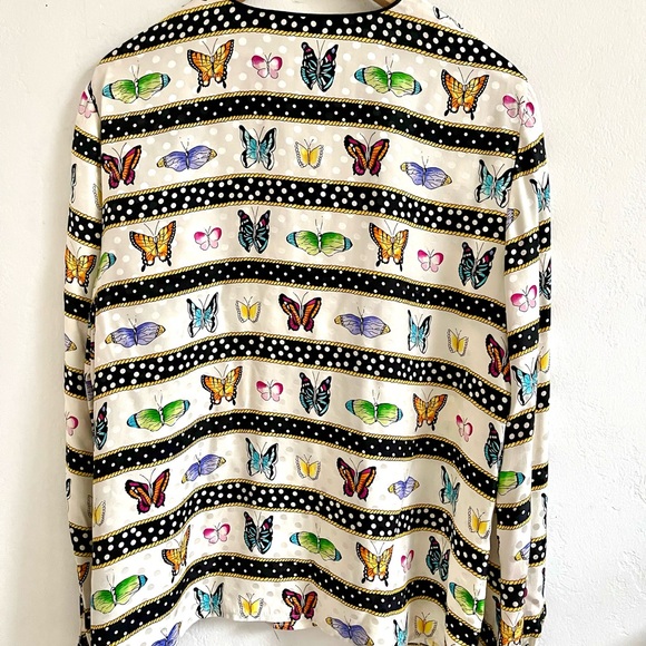 Vintage Silk Butterfly Polka Dot Blouse Alice Olivia Kate Spade Anthro Style - Picture 7 of 13
